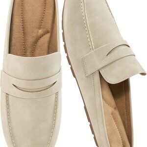 Everyday Luxe: Beige Women's Slip-On Mules with Memory Foam Support - Size 7.5